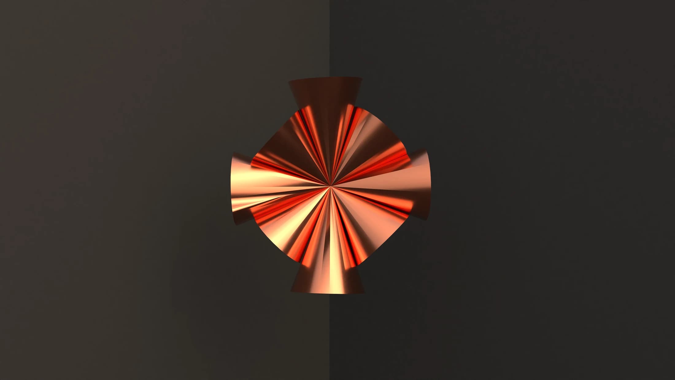 A red and cream radial wall light against a dark background